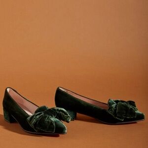 NIB Bisue green velvet ballerina loafers - Anthropologie | coquette